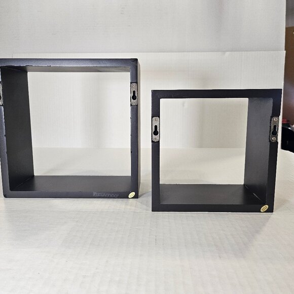 Melannco Set Of Two Floating Wall Cubes Espresso Finish NIB - Picture 6 of 13